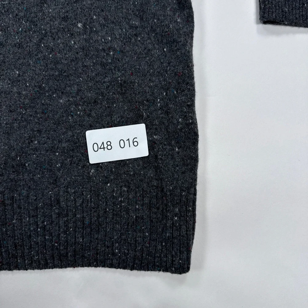 J.Crew Mens Sweater Medium Grey Donegal Shawl Collar Merino Wool Minimalist